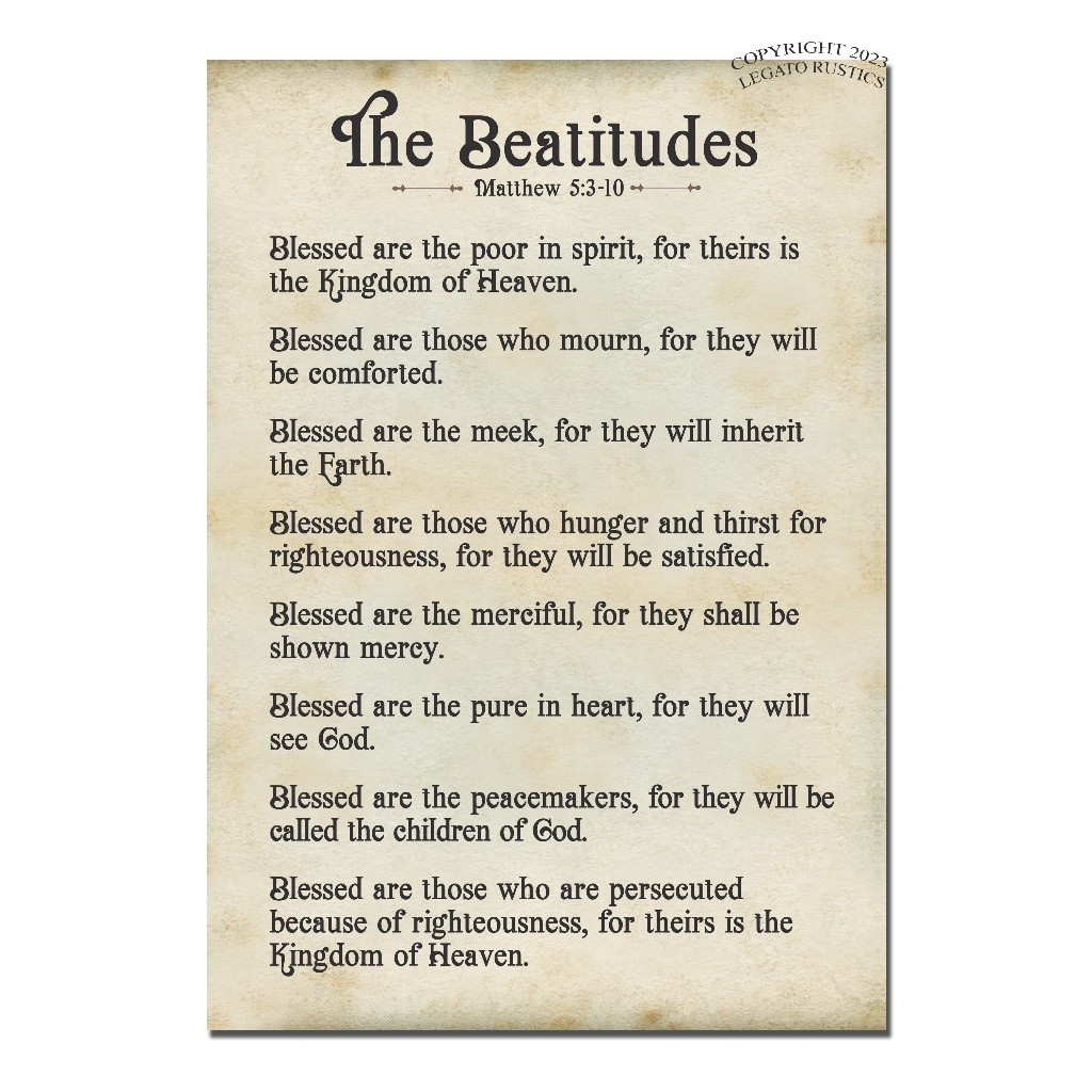 Wall Decor Home Décor The Beatitudes Inspirational Bible Verse RUSTIC ...