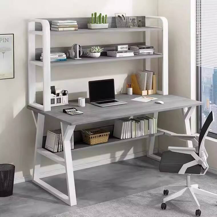 Desk and Bookshelf Integrated Desktop Computer Desk Modern Simple Home ...