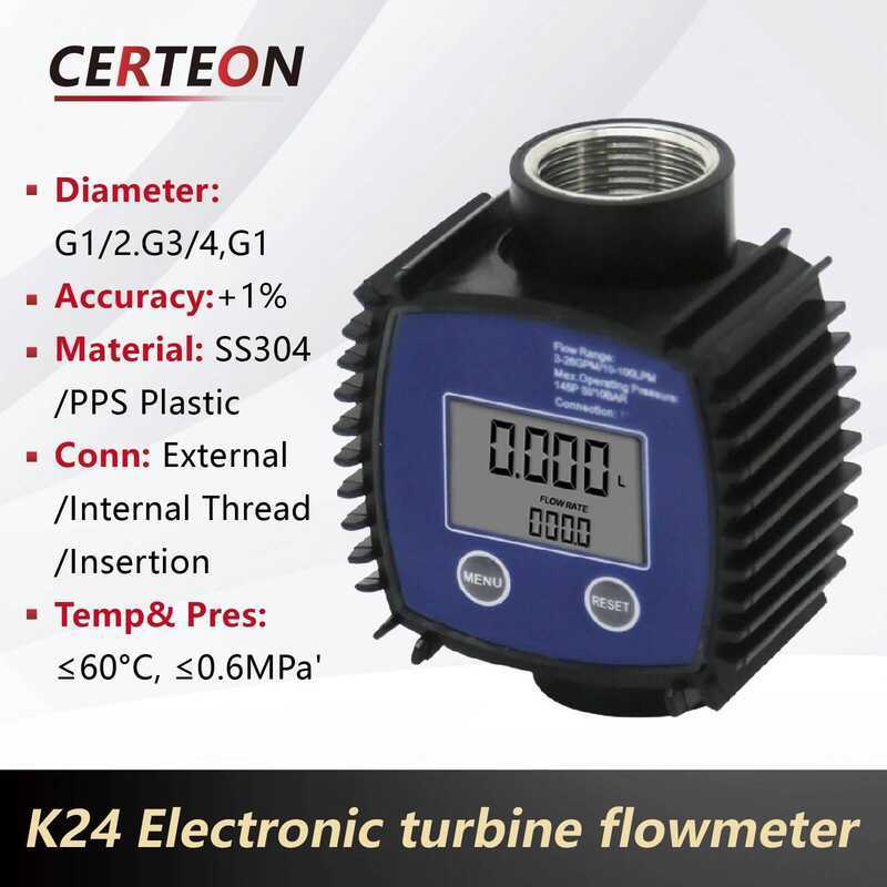 Digital K24 Turbine With LCD Fuel Oil Diesel Water Urea Gear Flow Meter ...