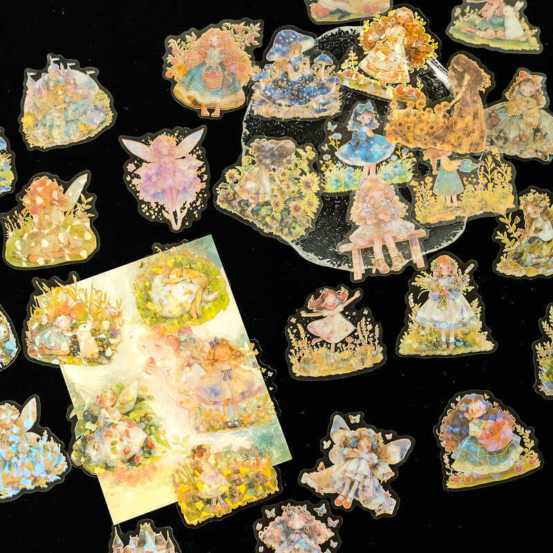 Sheets of 30 Fairy Tale Forest Stickers PET Material Gold Foil ...