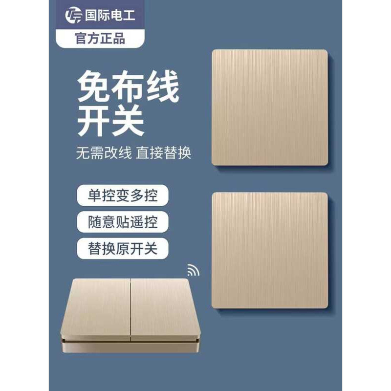Wireless Remote Brushed Gold No Wiring Required Easy-to-Attach Panel ...