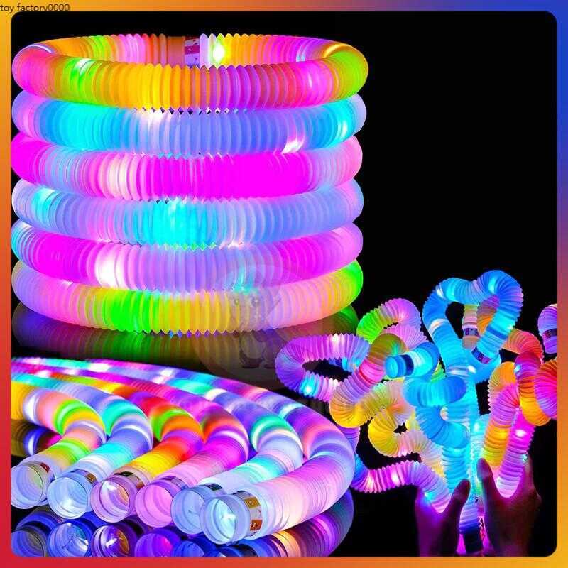 Toy Factory0000 6Pcs Pop Tube Sensory Toys For Kids LED Light Fidget ...