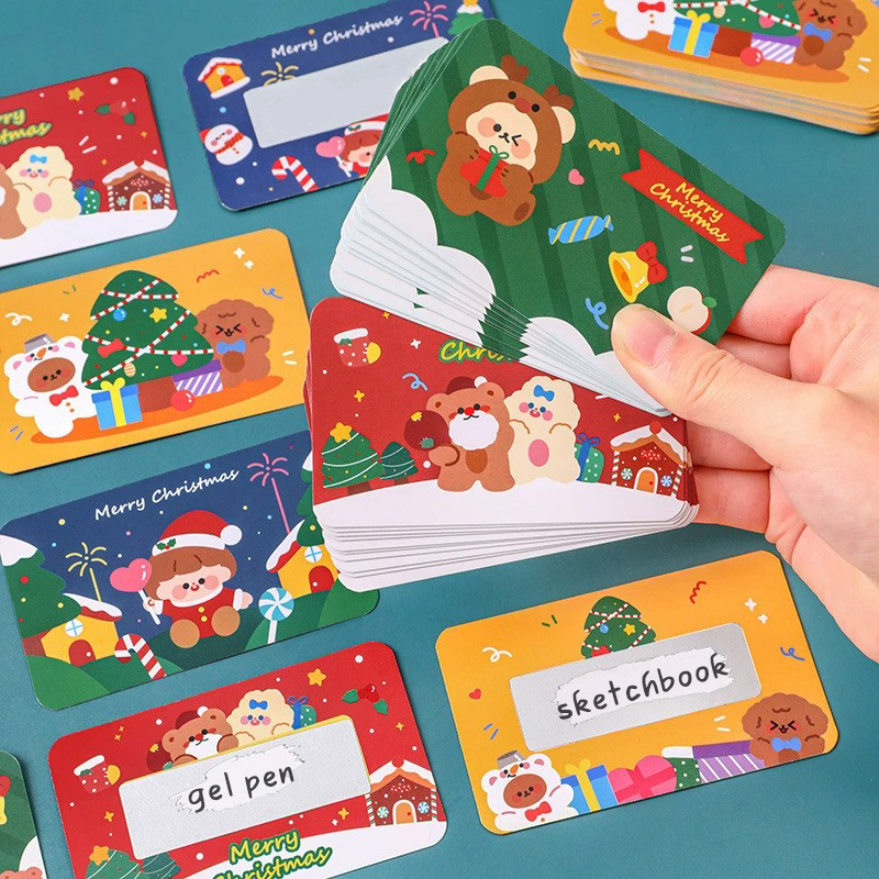 20/40/80Pcs Christmas Scratch Card Cartoon Christmas Gift Kids Party ...