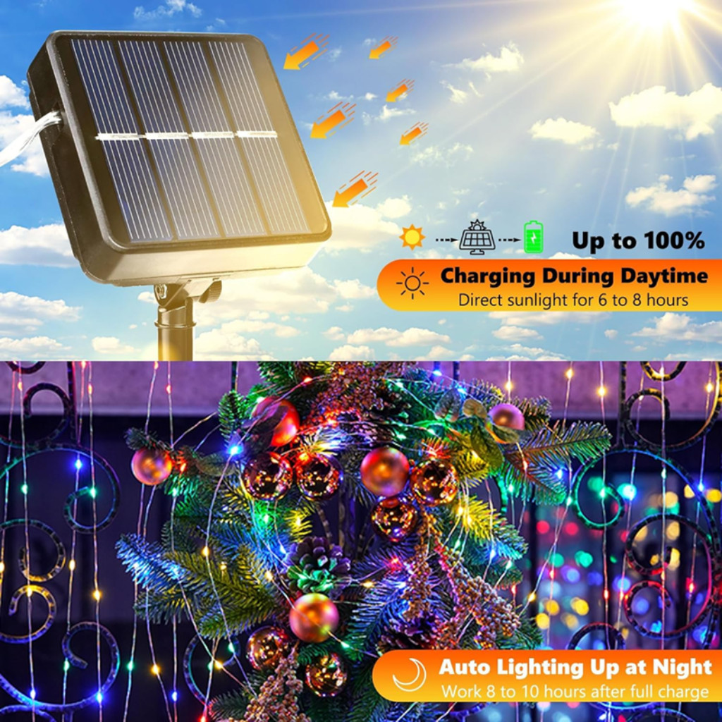 【COD]Solar String Lights Outdoor Waterproof with 8Modes for Home ...
