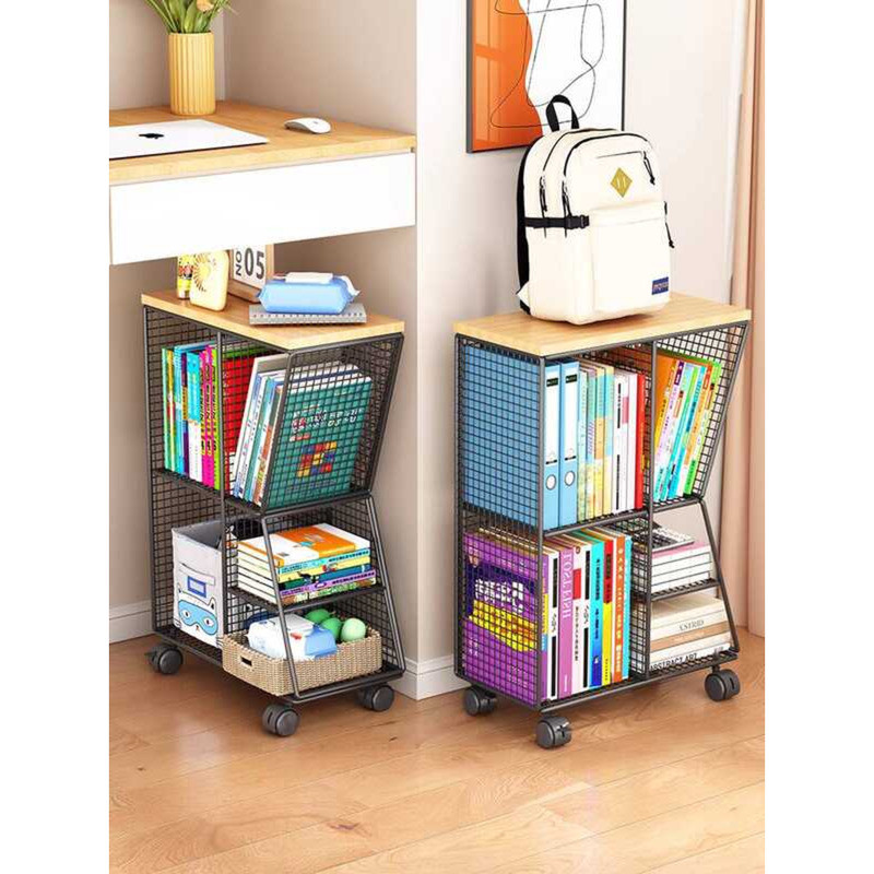 Simple Student Under Bookshelf with Wheels Floor Rack Mobile Cart ...