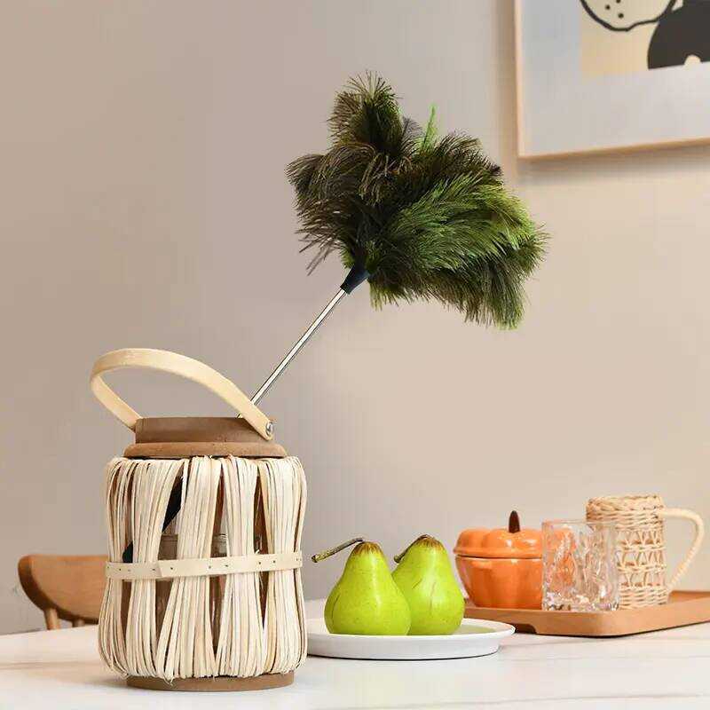 Removal Ostrich Feather Duster Extendable Anti-Static Dust Sweeper Song ...