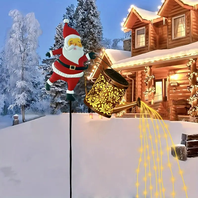 Christmas Claus Solar Kettle Lights – Santa Watering Can Outdoor Decor, 2026 New Iron Construction Garden Lawn Yard Patio Path
