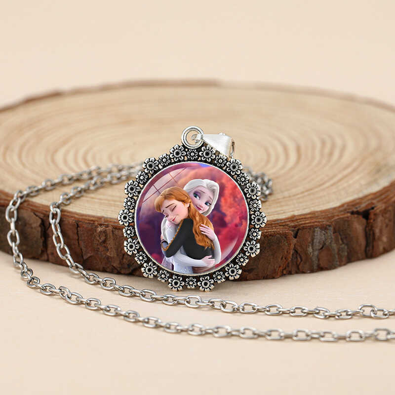 Frozen Cartoon Series Elsa Princess Time Necklace Pendant Sweater Chain ...