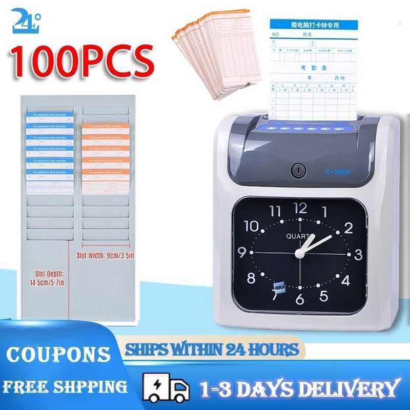 ng Machine Two-Color Punching Clock+100 Paper Cards Time Recorder ...