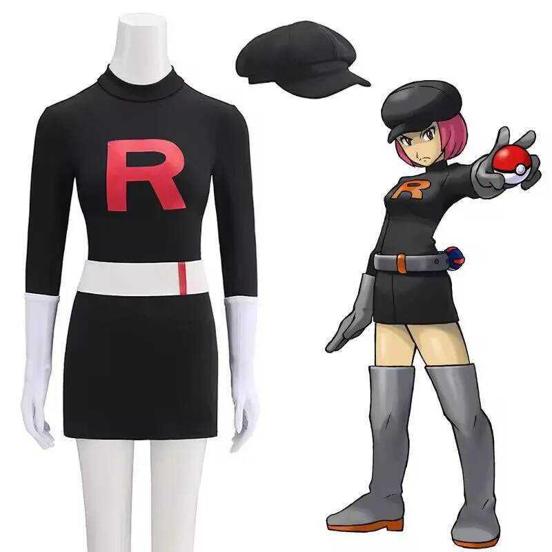 Y M Rocket Grunt Cosplay Costumes Anime Black Uniform Hat Halloween ...
