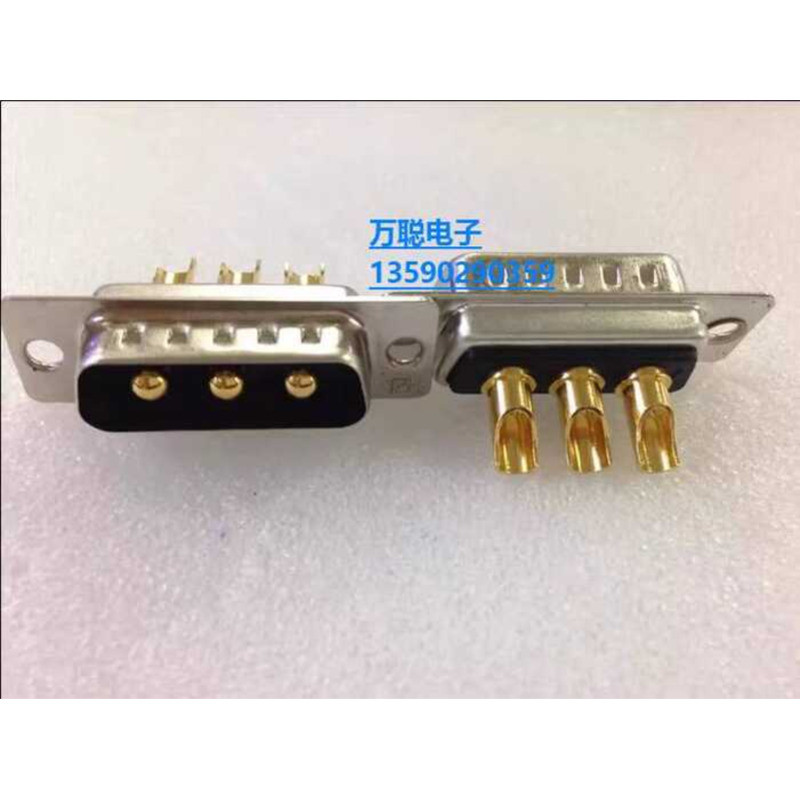 3W 3-Pin Male Solder Wire Pin Gold-Plated Welding High Current DB ...