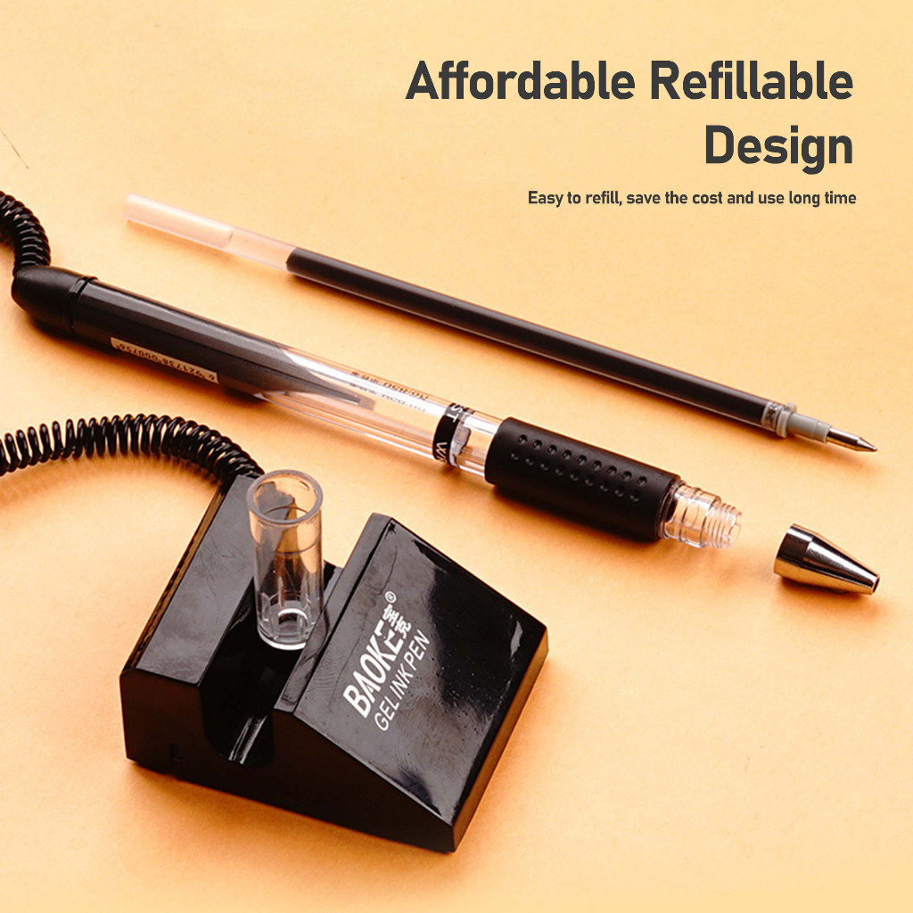 0.5MM Desktop Pen Ballpen with String Wire Stand Desk Pen Table Top Pen ...