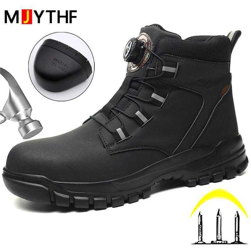 ze Large 48 Rotating Buttons Safety Shoes Men Waterproof Work Boots ...