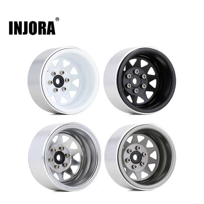 INJORA 1.9 Beadlock Jante Negative Offset 10.4mm Roue Aluminium CNC pour TRX4 SCX10 Gen8 VS4-10 1/10 RC Crawler Voiture,Argent Noir