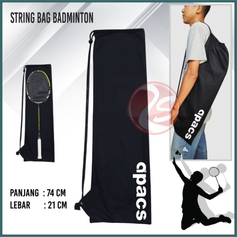 Badminton racket drawstring bag badminton racket bag string bag black ...