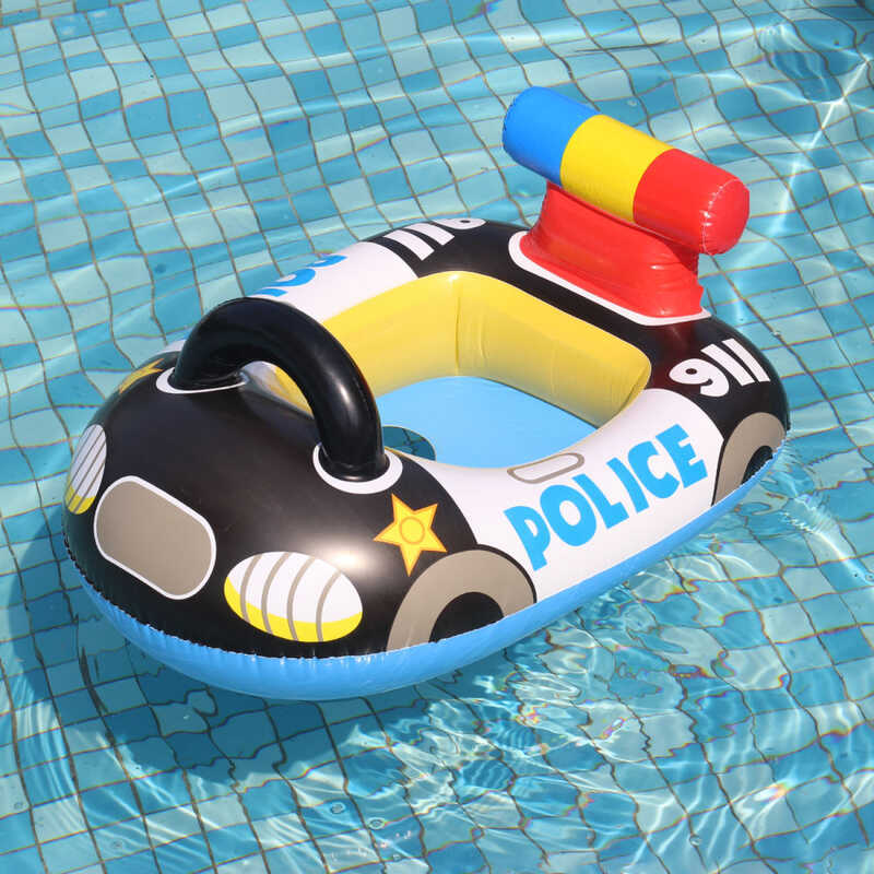 1Pc Swimming Pool Float Ring Seat, Police Car-Shaped Boat Inflatable ...