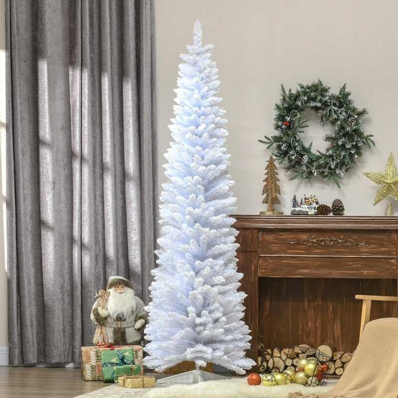 White Sparkle Spruce Pencil Artificial Christmas Tree, Unlit - Faux ...
