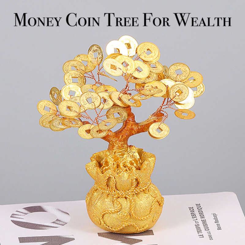Fengshui Gold Money Coin Tree With On Bag Figurine Home Decor 9Fd ...