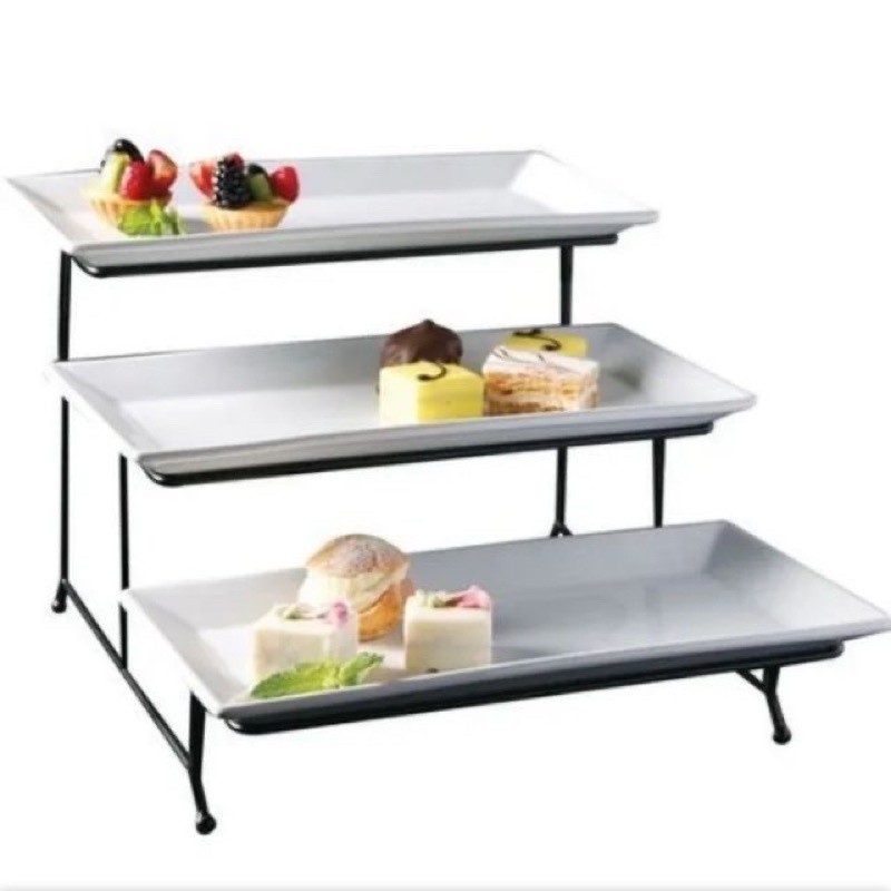 Rectangular Buffet Server Porcelain 3 Tier Serving Tray | Shopee ...
