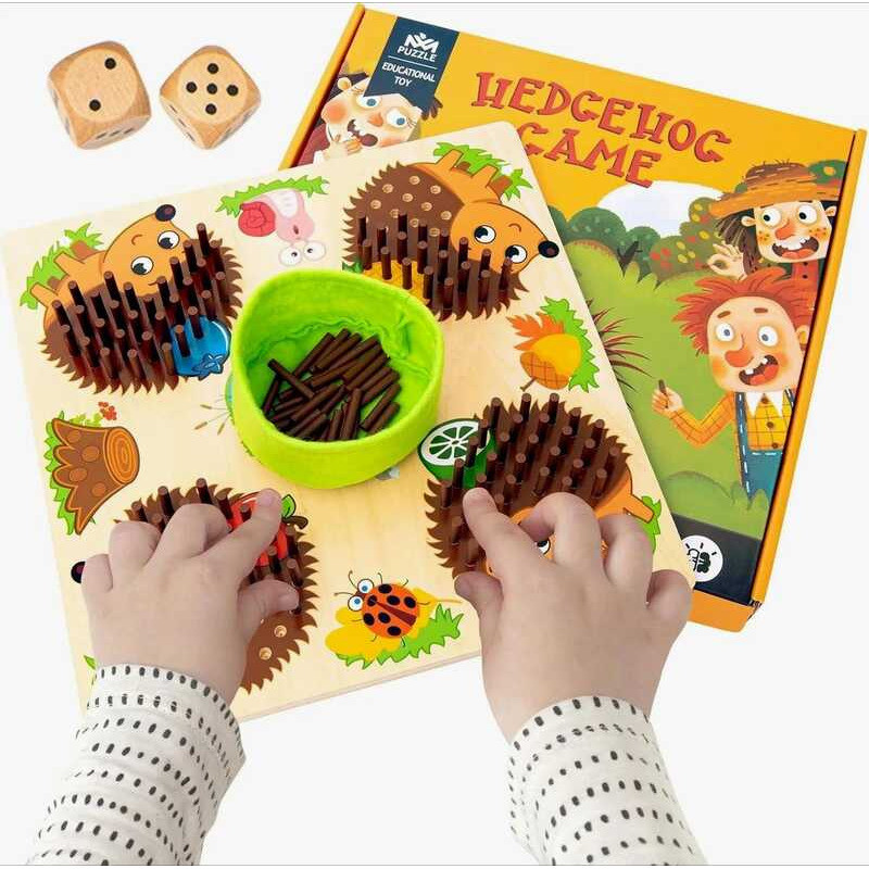 W Montessori Hedgehog Counting Matching Early Eduional Board Game Fine ...