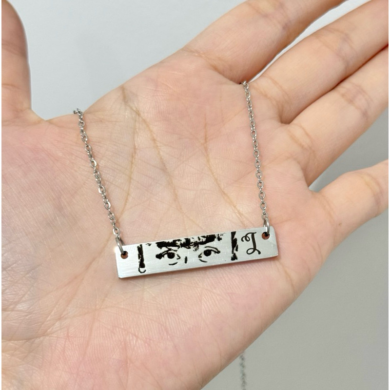 Personalized engraved eye sketch necklace stainless steel and ...