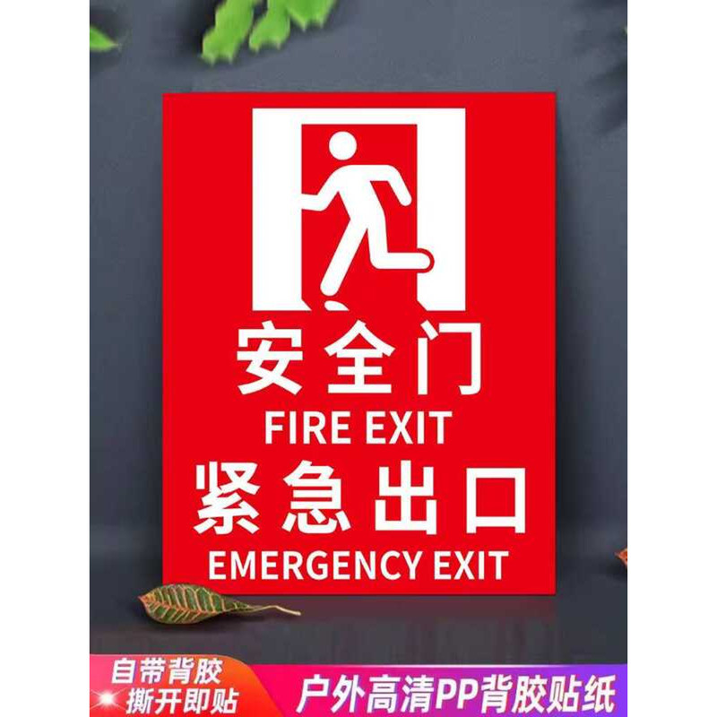 Door Safety Fire Emergency Exit Luminous Sticker Evacuation Green ...