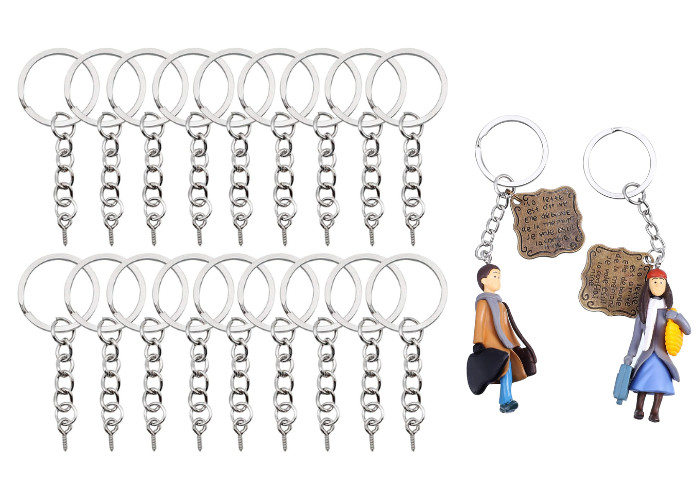 25MM FLAT Split Metal Key Rings With Eye Screw Pin For DIY Keychains ...