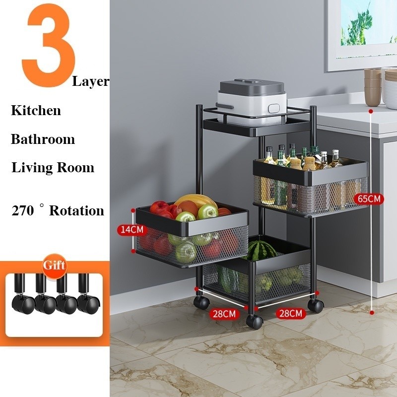 Kitchen Rack Rotating Rack Rotating Trolley Rack Spice Rack Storage ...