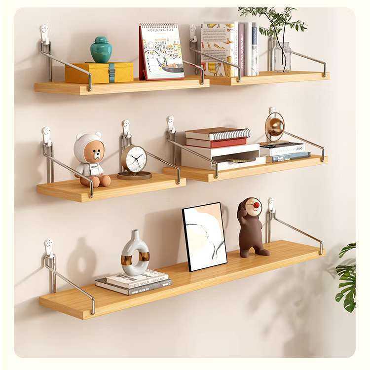 Wall Shelf,One Line Storage Rack Room Wall Decor Hanging Shelf Wooden ...