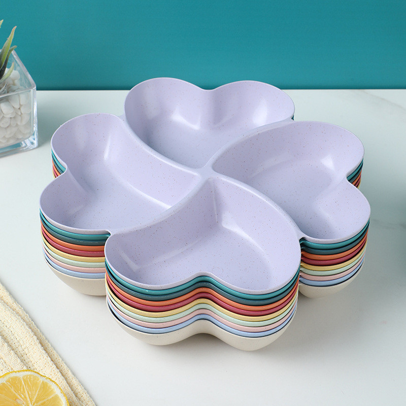 4-Compartment Plates Plastic Serving Tray Food Fruit Snack Storage ...