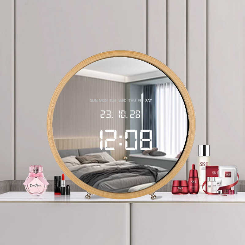 Solid Wood Frame Table Clock Household Desktop Clock Electronic Display ...