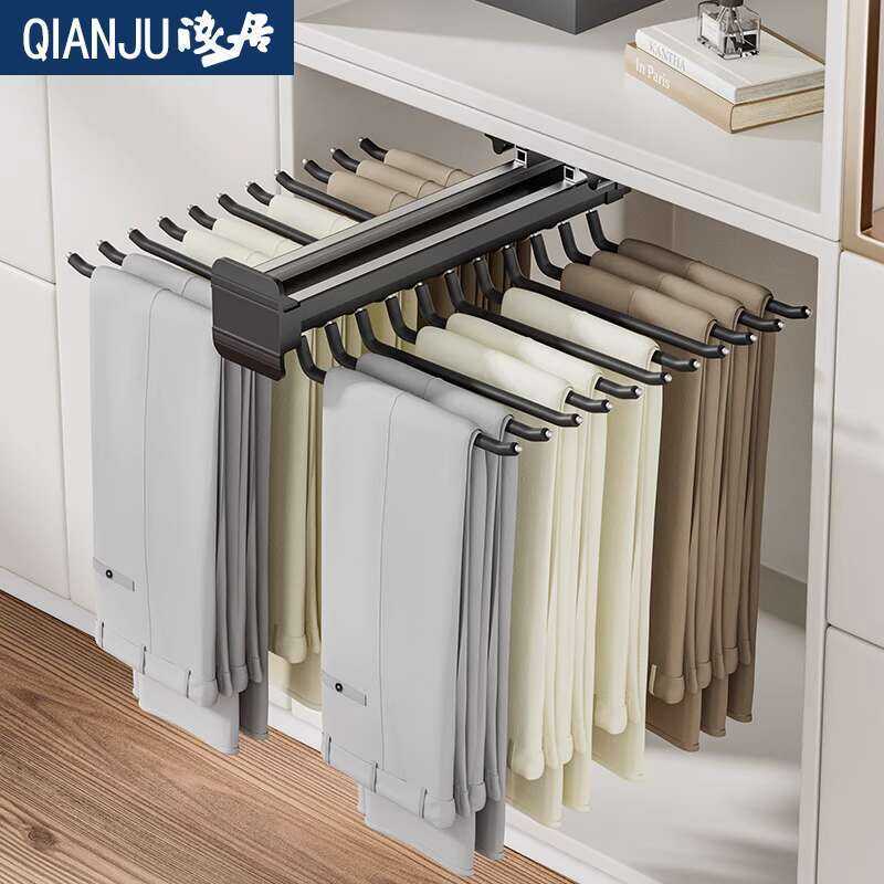 Wardrobe Household Telescopic Top-mounted Pants Rack Built-in Pull-out ...
