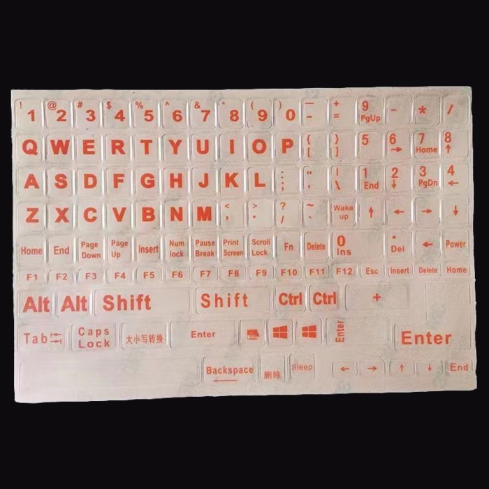 Full Keyboard English Black White Letters Transparent Background Orange ...