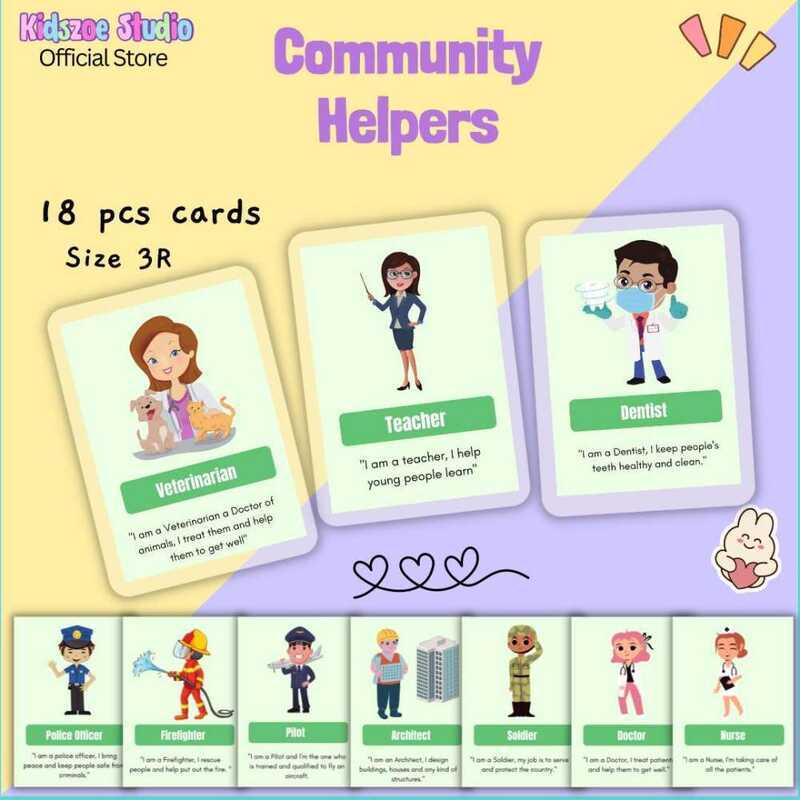 Community Helper Educational Flashcards Laminated With Thick Film 7E0 ...