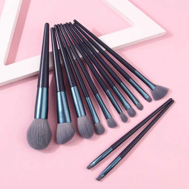 Portable 12-Piece Makeup Set Soft Bristle Loose Powder Eyeshadow Fan ...