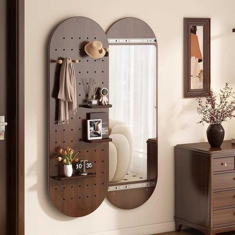 Invisible Hole Plate Mirror Wall Mounted Closeable Wooden Push-Pull ...
