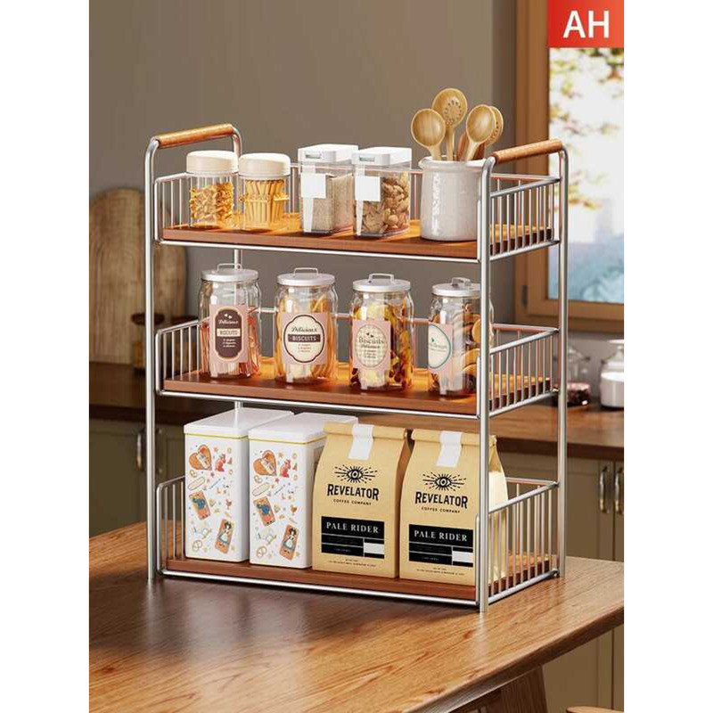 Kitchen Storage Countertop Spice Bottle Seasoning Display Ladder-Shaped ...