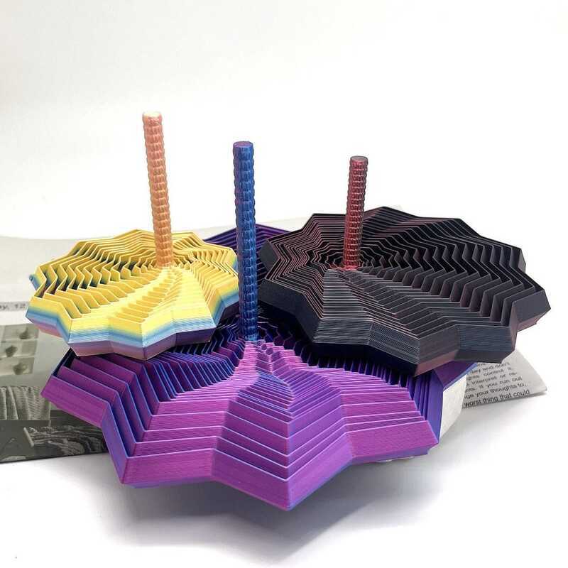 Visual Illusion Fractal Fidget Star Model 3D Printing Expanded Spirals ...