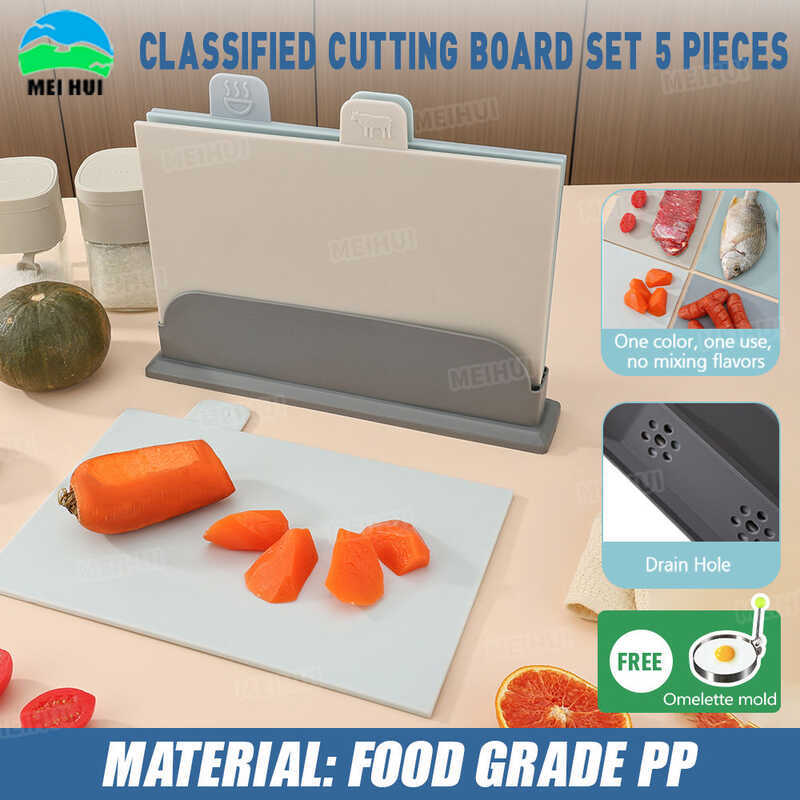 Chopping Board Set Kitchen Cutting 5Pcs With Storage Case ...