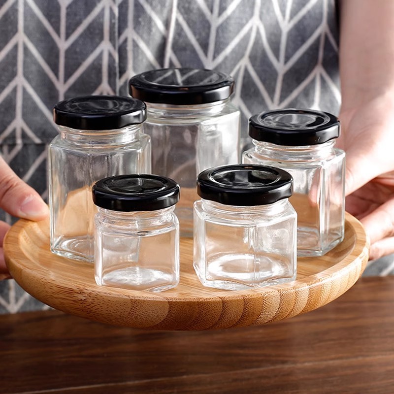 ALD 45-730ML Clear Glass Jar Container With Black Lid Food Grade Empty ...