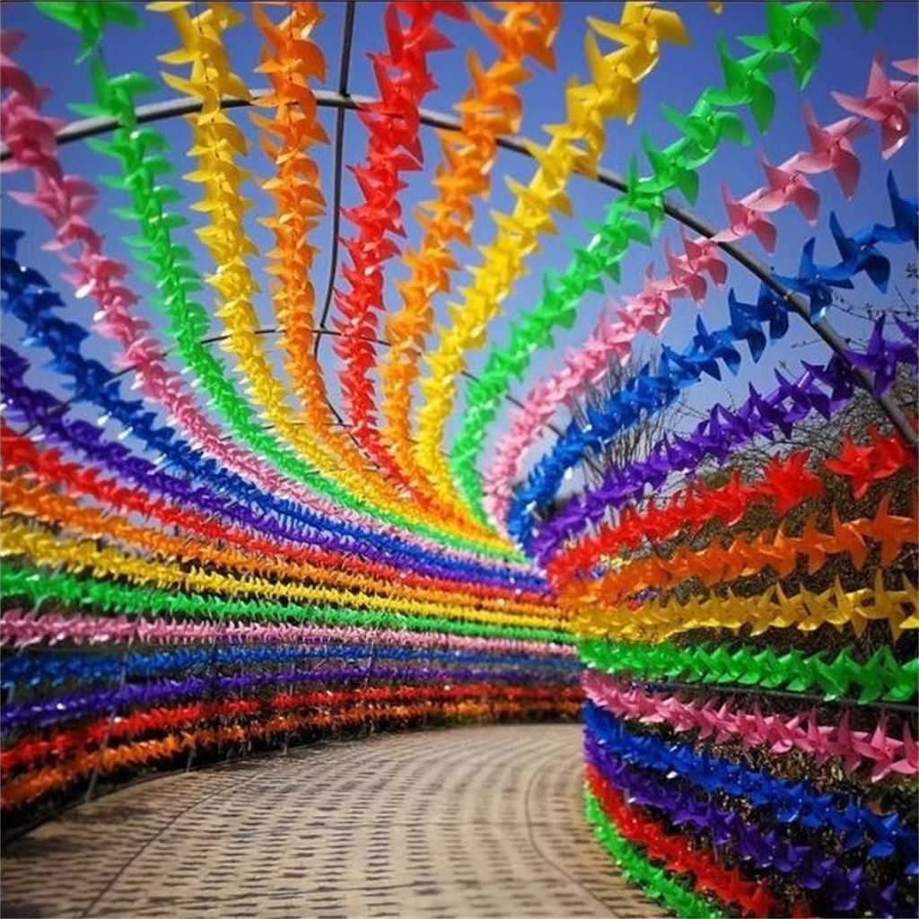 100Pcs 24CM Colorful Plastic Pinwheels Hanging Decor Garden Party ...