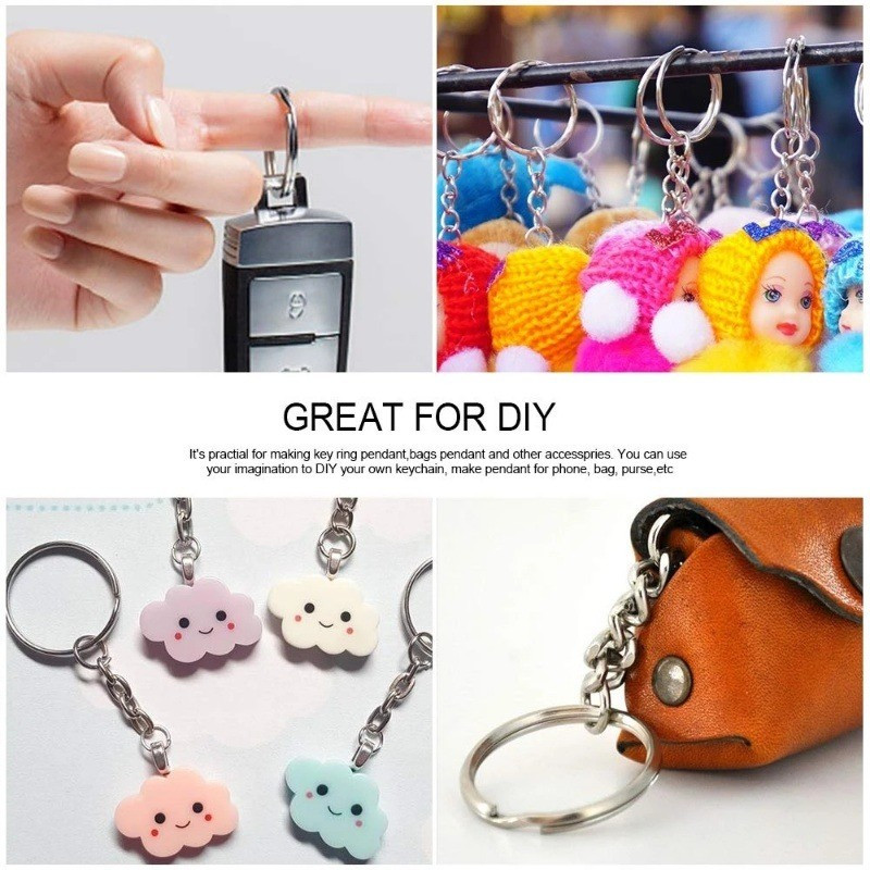 25/30mm Metal Blank Keychains with Screw Eye Pin / Split Ring Key Chain ...