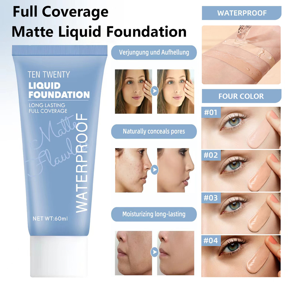 TEN TWENTY Full Coverage Matte Liquid Foundation Powder Concealer ...