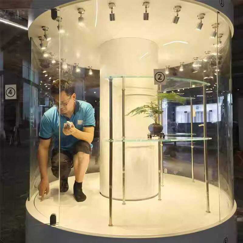 Museum Electric Luminous Round Transparent Turntable Rotating Display ...