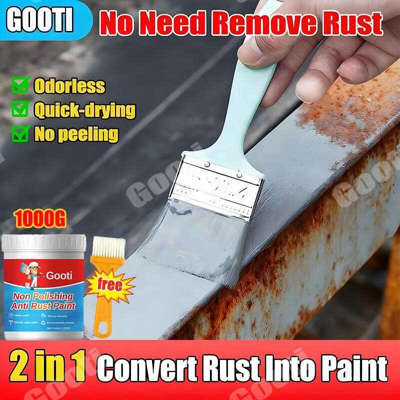 2 In 1 Anti-Rust Paint 1Kg With Brush Suitable For Rusted Metal ...