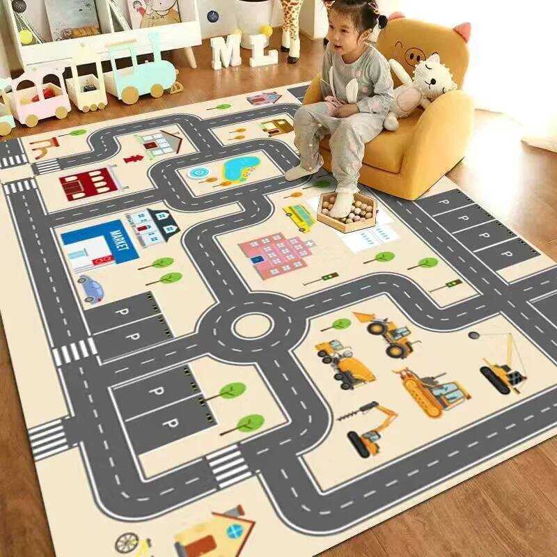 Carpet for Living Room Kids Play Clmbing or Mat Modern Road Traffic ...