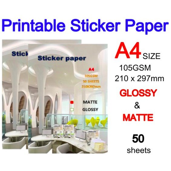 Printable Sticker Paper A4 Matte & Glossy 105gsm | Shopee Philippines