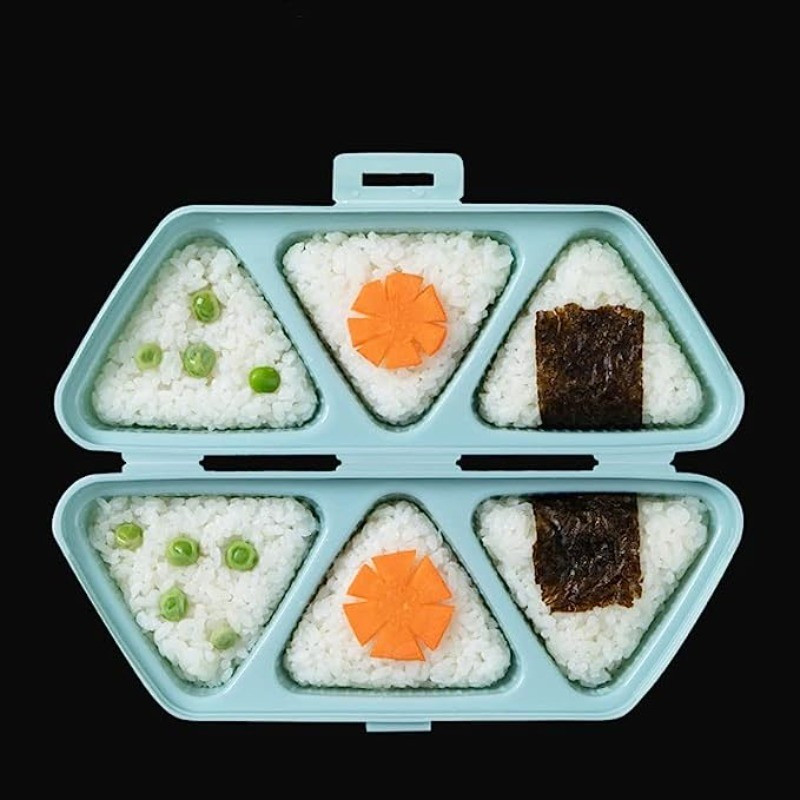 Japanese Triangle Rice Ball Mold - 6 Compartment Bento Box, Portable ...