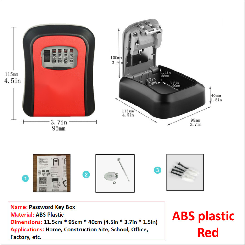 Portable key box Wall Mounted Keybox New Password storage box 4-Digit ...