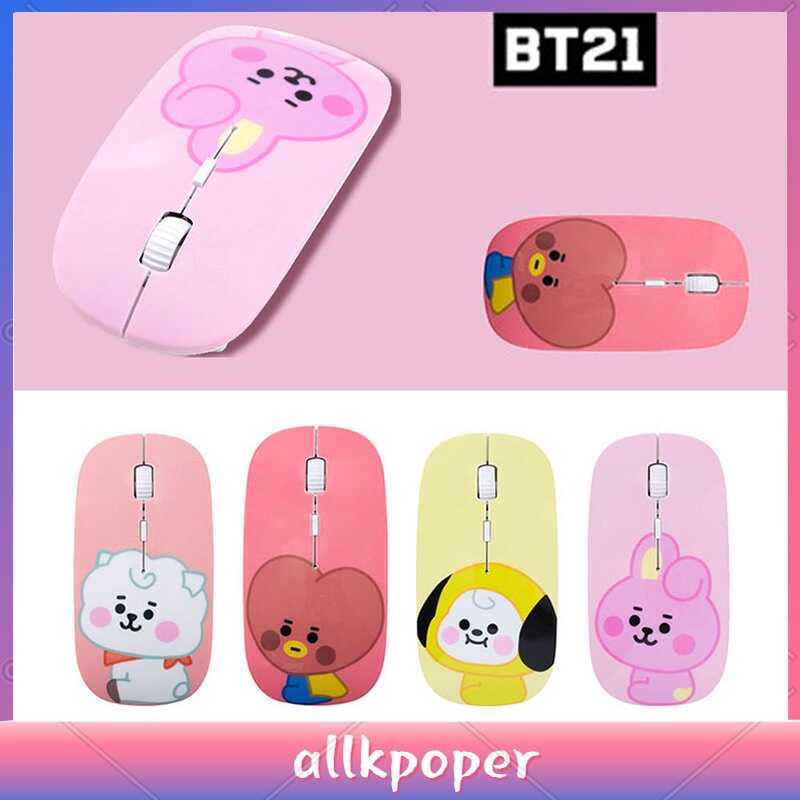 KPOP Bt21 Wireless Mouse Rechargeable Silent Gaming For Laptop USB ...